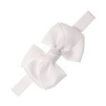 Elastic Headband Grosgrain Bow White - Siena