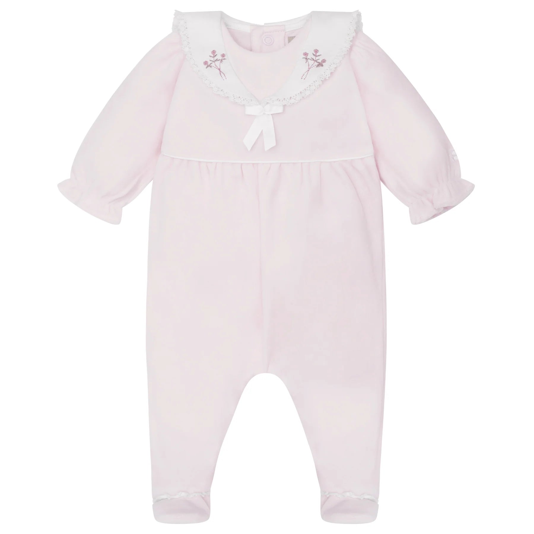 Katie Baby Girl Pink Velour Babygrow - Emile et Rose