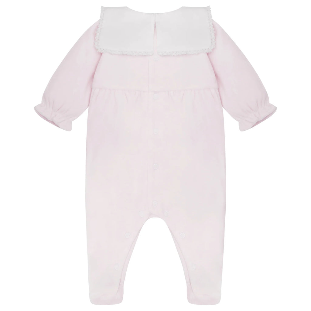 Katie Baby Girl Pink Velour Babygrow - Emile et Rose