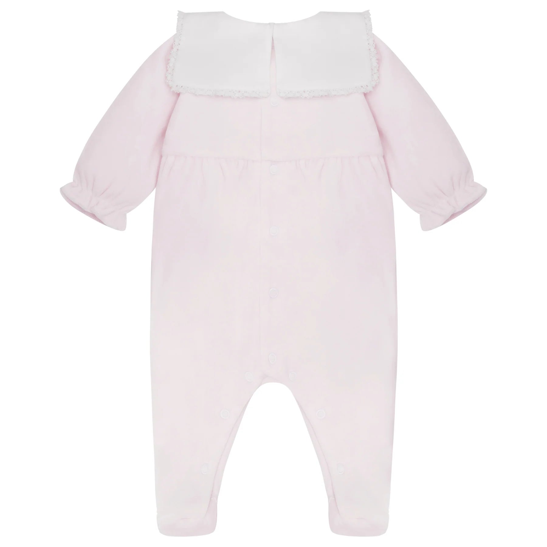 Katie Baby Girl Pink Velour Babygrow - Emile et Rose