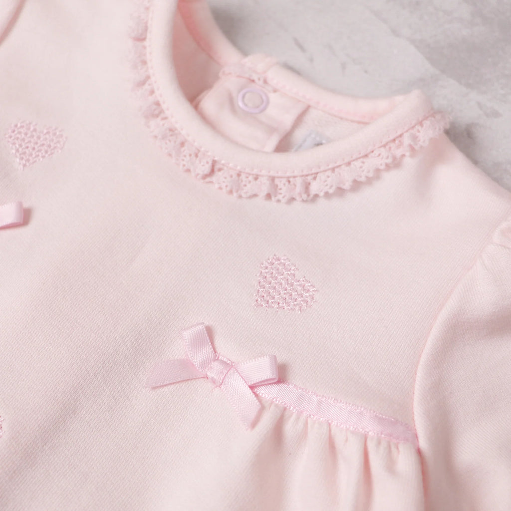 Lily Girls Pink Heart Babygrow - Emile et Rose