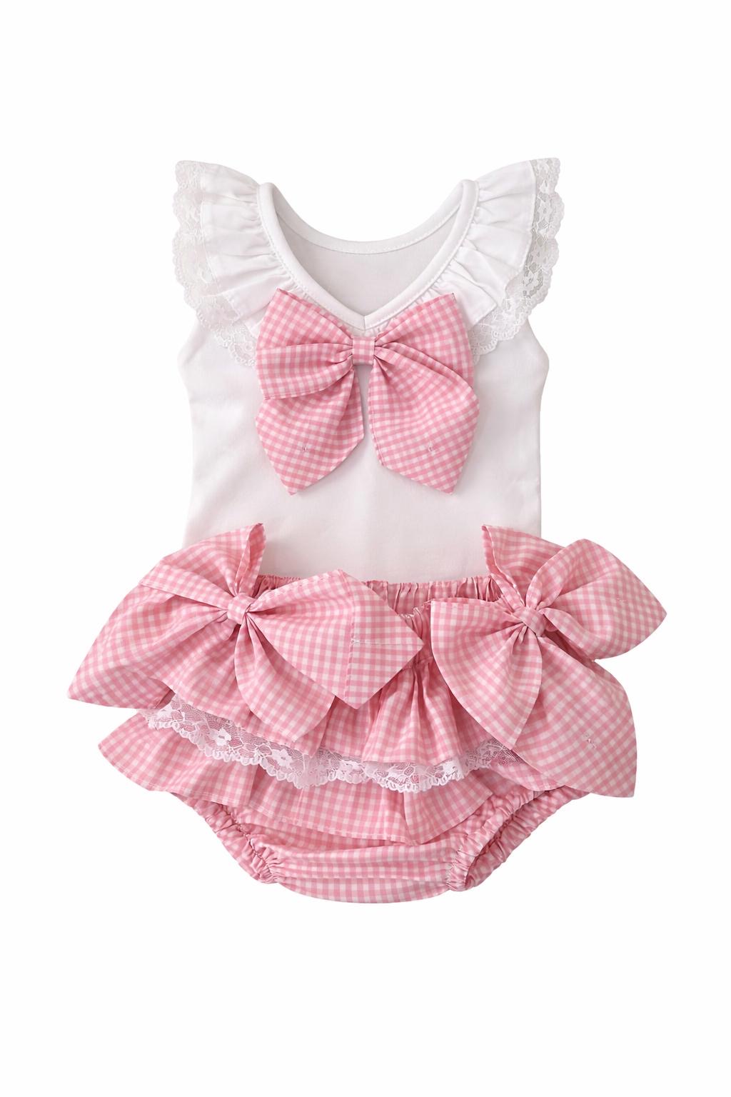 Set Pink Vichy Bow