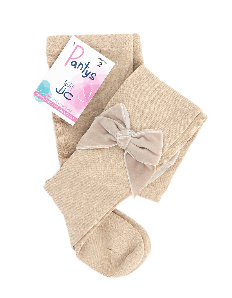 Tights With Velvet Bow Sand - JC Castella