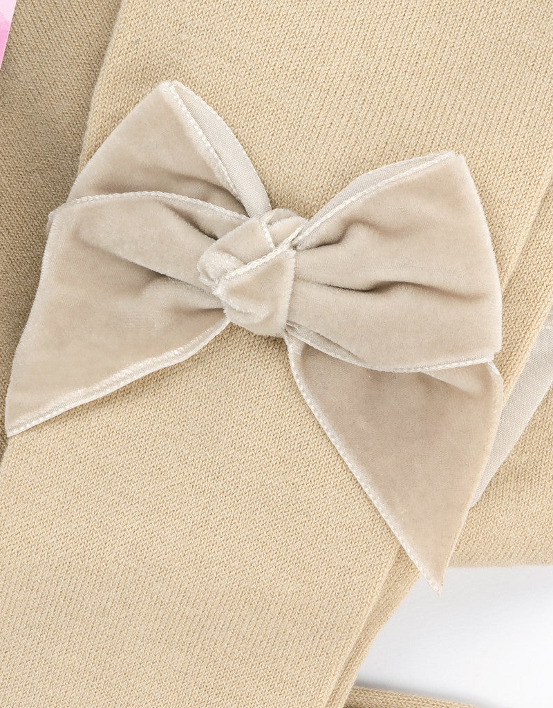 Tights With Velvet Bow Sand - JC Castella
