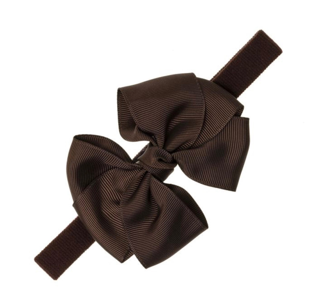 Elastic Headband Grosgrain Bow Brown - Siena