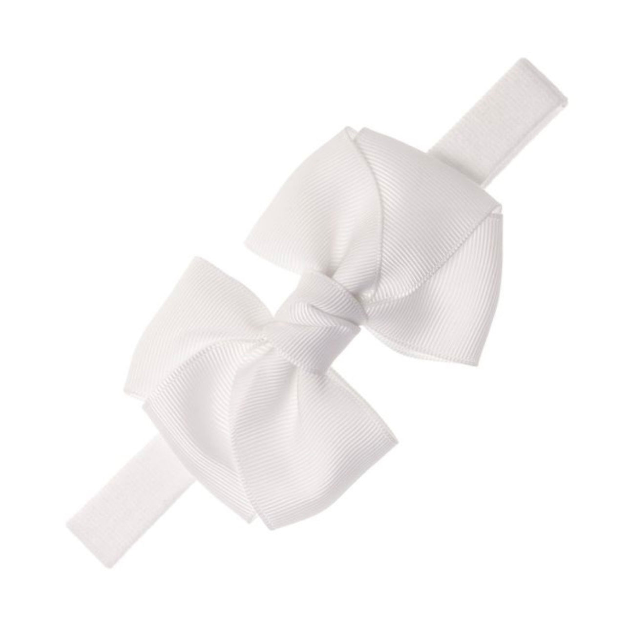 Elastic Headband Grosgrain Bow White - Siena