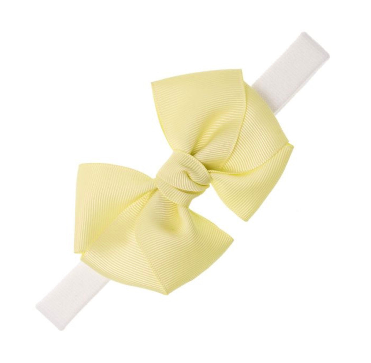 Elastic Headband Grosgrain Bow Soft Yellow - Siena
