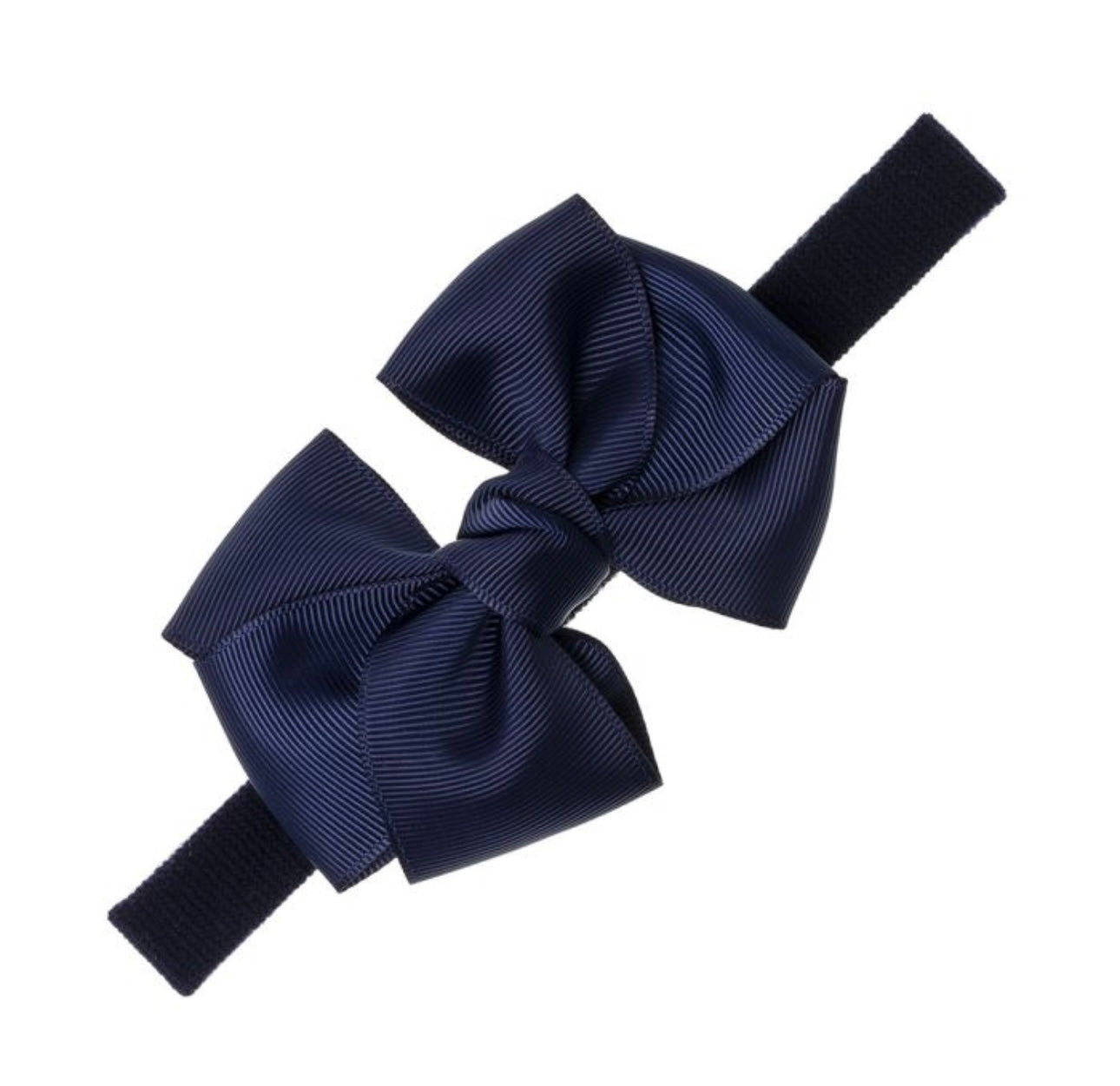 Elastic Headband Grosgrain Bow Navy Blue - Siena