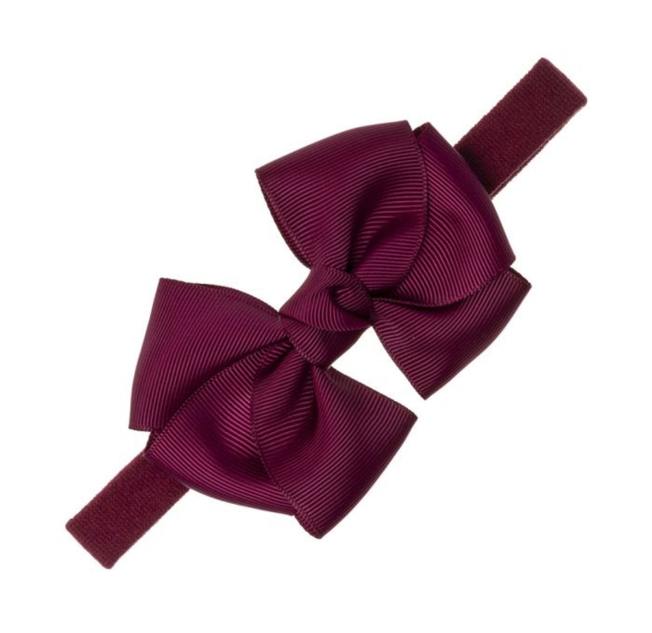 Elastic Headband Grosgrain Bow Burgundy - Siena