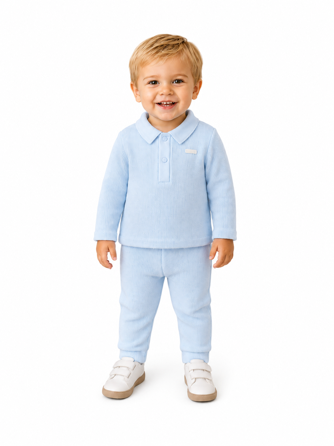 Blue Knitted Polo Set - Amore