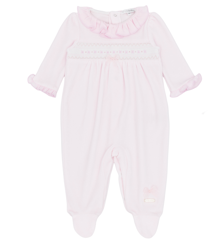 Babysuit Smocket Velour Pink - Blues Baby