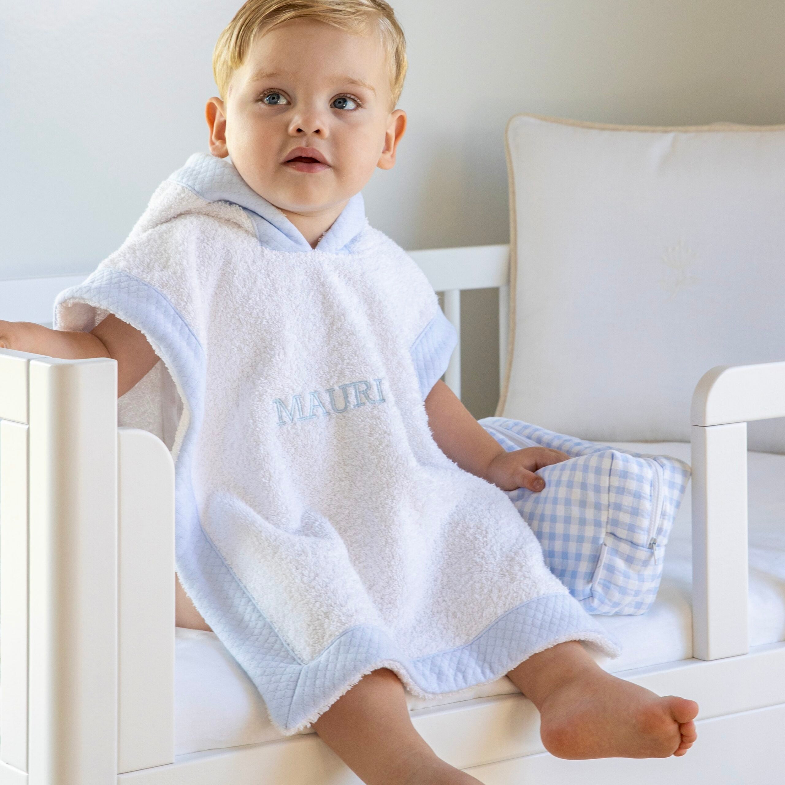Bad Poncho Wit / Blauw - Living Nature